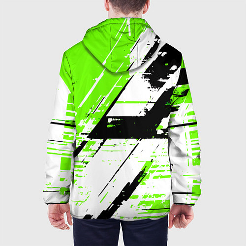 Мужская куртка Diagonal black and green stripes on a white backgr / 3D-Черный – фото 4