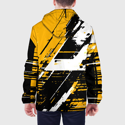 Мужская куртка Diagonal black and white stripes on a yellow backg / 3D-Черный – фото 4