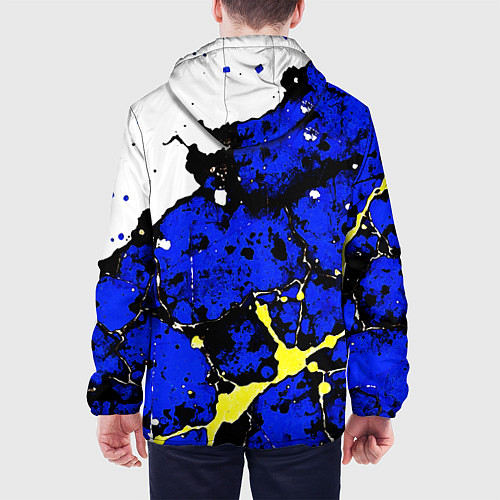 Мужская куртка Сине-жёлтая абстракция на белом фоне / 3D-Черный – фото 4