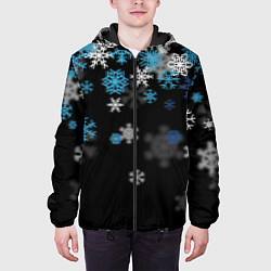 Куртка с капюшоном мужская Снежинки объемные, цвет: 3D-черный — фото 2