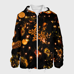 Куртка с капюшоном мужская Новогоднее украшение, цвет: 3D-белый