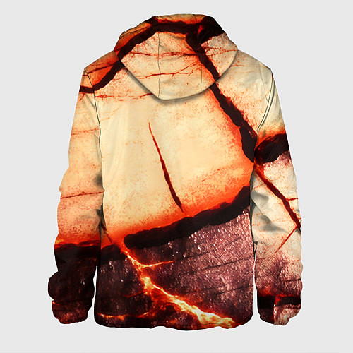 Мужская куртка Трещины на абстрактном красном фоне / 3D-Белый – фото 2
