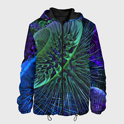 Куртка с капюшоном мужская Фрактальный узор шипы, цвет: 3D-черный