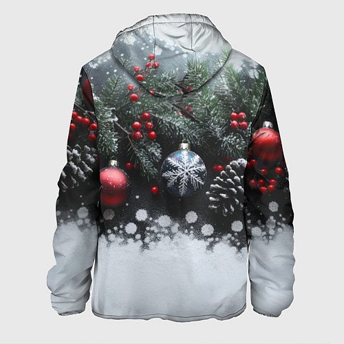 Мужская куртка Елочные игрушки и снег / 3D-Белый – фото 2
