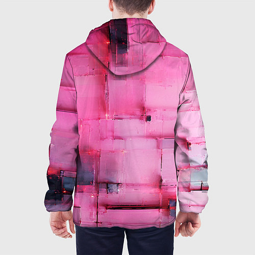 Мужская куртка Чёрные пятна на розовом фоне абстракция / 3D-Черный – фото 4