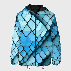 Куртка с капюшоном мужская Синие рельефные плитки, цвет: 3D-черный