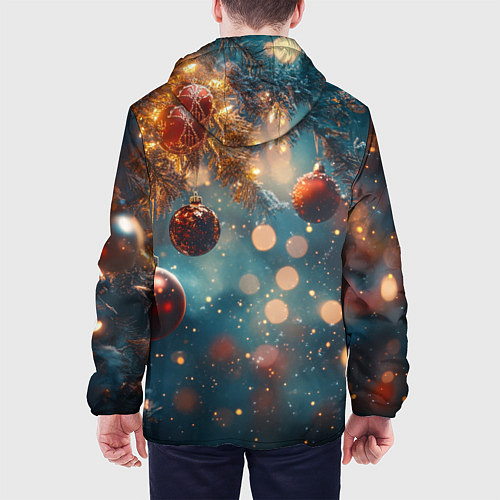 Мужская куртка Новый год боке стиль / 3D-Черный – фото 4