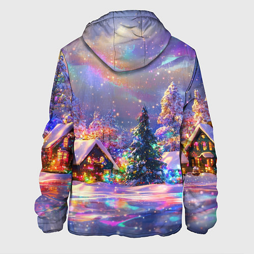 Мужская куртка Дух рождества - зимние домики / 3D-Белый – фото 2