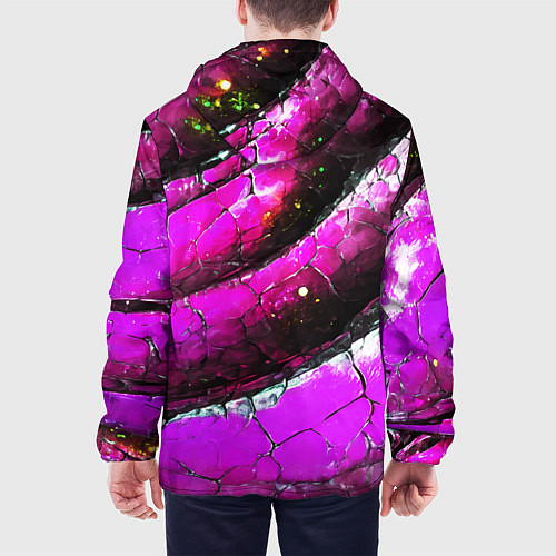 Мужская куртка Розовая волнистая абстракция / 3D-Черный – фото 4