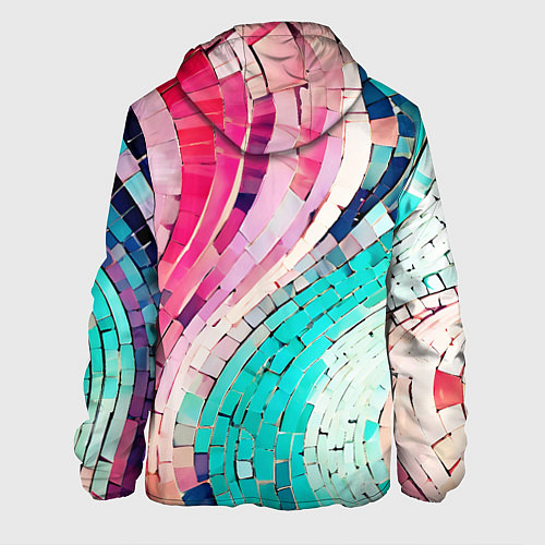 Мужская куртка Волнистые розово-голубые плитки / 3D-Черный – фото 2