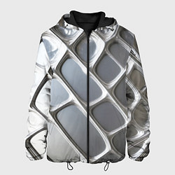 Куртка с капюшоном мужская Полированный металл серебряный, цвет: 3D-черный