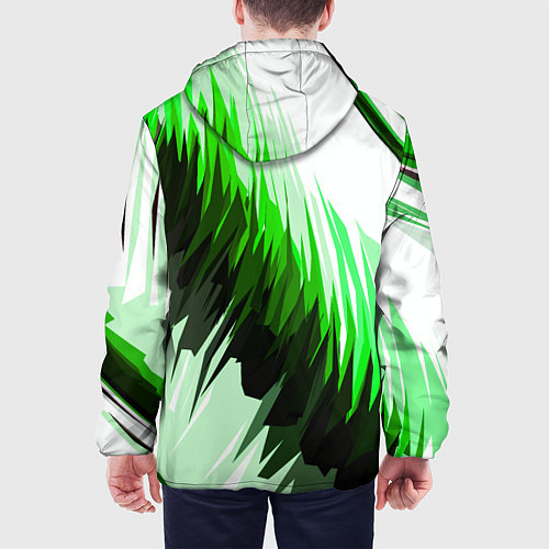 Мужская куртка Чёрно-зелёные острые полосы на белом фоне / 3D-Черный – фото 4