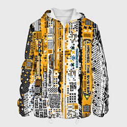 Куртка с капюшоном мужская Cyberpunk pattern yellow, цвет: 3D-белый