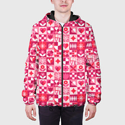 Куртка с капюшоном мужская День святого Валентина - паттерн, цвет: 3D-черный — фото 2