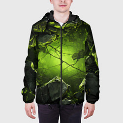 Куртка с капюшоном мужская Зеленые разбитые плиты, цвет: 3D-черный — фото 2