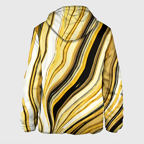 Мужская куртка Волнистые вертикальные чёрно-жёлтые полосы / 3D-Белый – фото 2