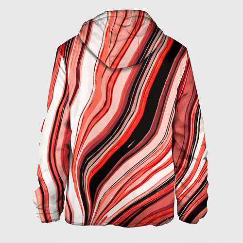 Мужская куртка Волнистые вертикальные чёрно-красные полосы / 3D-Белый – фото 2