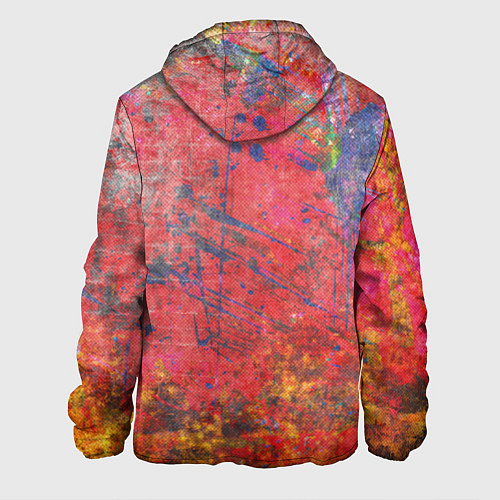 Мужская куртка Абстракция - red yellow grunge / 3D-Белый – фото 2