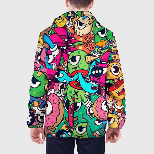 Мужская куртка Color doodle monsters / 3D-Черный – фото 4