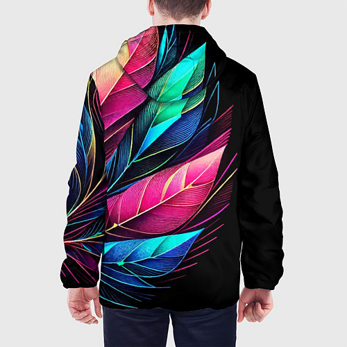 Мужская куртка Букет из цветных перьев - неон / 3D-Черный – фото 4