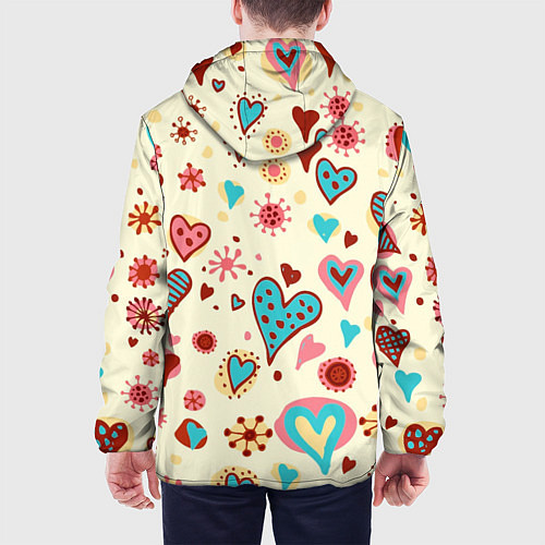 Мужская куртка Цветные сердечки / 3D-Черный – фото 4