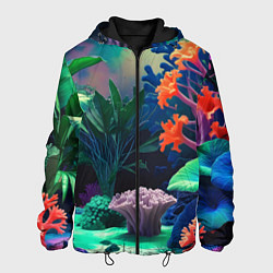 Куртка с капюшоном мужская Морское дно с кораллами, цвет: 3D-черный
