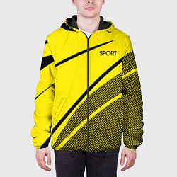 Куртка с капюшоном мужская Sport жёлтый с чёрным точечный, цвет: 3D-черный — фото 2