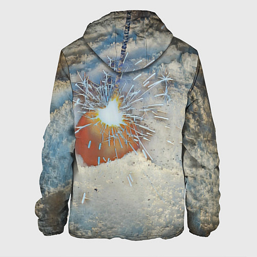 Мужская куртка Искрящийся мандарин на снегу / 3D-Белый – фото 2