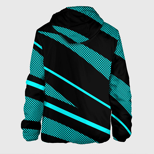 Мужская куртка Sport чёрный и неоновый голубой абстракция с полос / 3D-Черный – фото 2