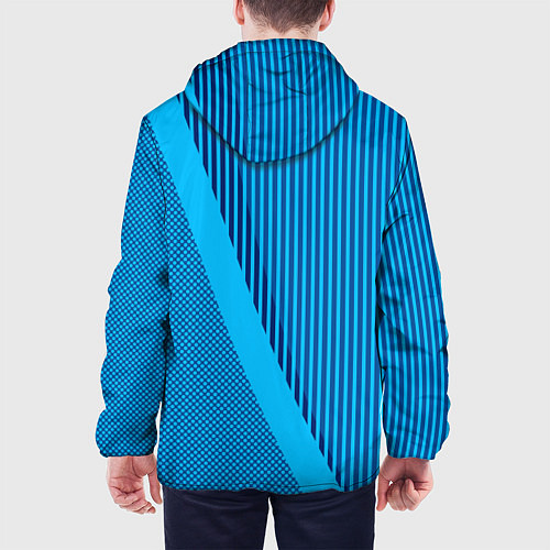 Мужская куртка Сине-голубой с широкой полосой / 3D-Черный – фото 4