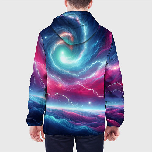 Мужская куртка Spiral neon galaxy - ai art fantasy / 3D-Черный – фото 4