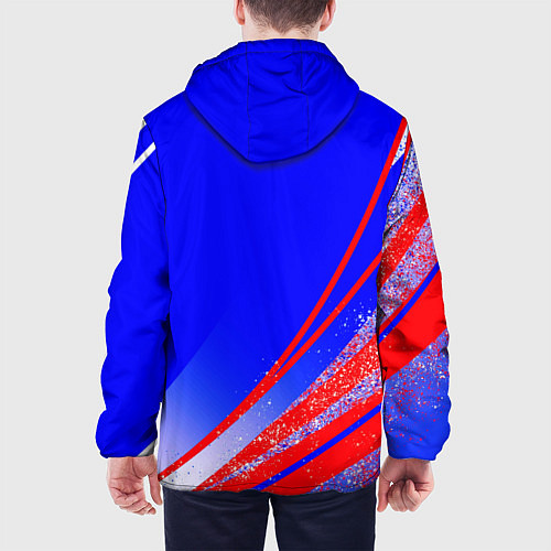 Мужская куртка Герб России на фоне цветов флага государства / 3D-Черный – фото 4