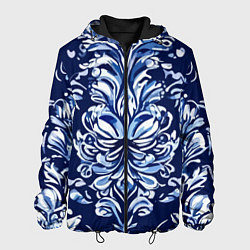 Мужская куртка Гжель русский орнамент королевский синий