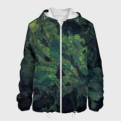 Куртка с капюшоном мужская Абстракция - green camouflage background, цвет: 3D-белый