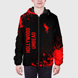 Куртка с капюшоном мужская Hollywood Undead - red gradient вертикально, цвет: 3D-черный — фото 2