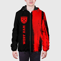 Куртка с капюшоном мужская West Ham - red gradient по-вертикали, цвет: 3D-черный — фото 2