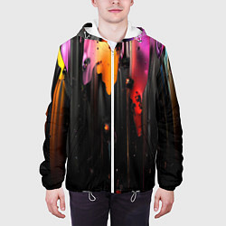 Куртка с капюшоном мужская Разноцветная рельефная краска текстура, цвет: 3D-белый — фото 2