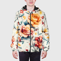 Куртка с капюшоном мужская Паттерн с переплетением цветов, цвет: 3D-черный — фото 2