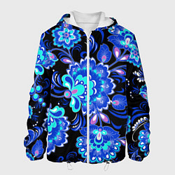 Куртка с капюшоном мужская Хохлома негатив, цвет: 3D-белый