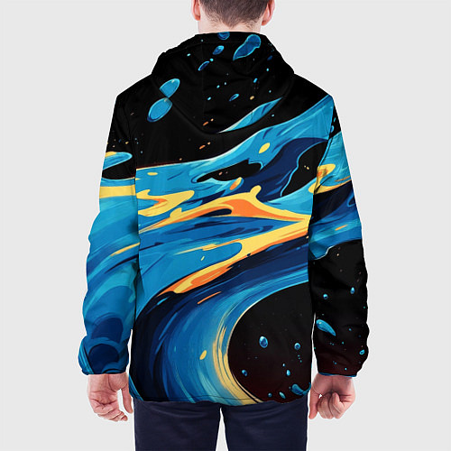 Мужская куртка Синяя волна из красок / 3D-Черный – фото 4