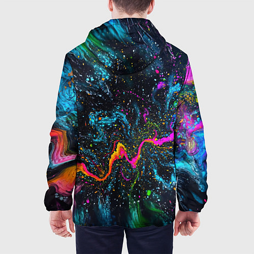 Мужская куртка Большой цветок - яркие краски / 3D-Черный – фото 4