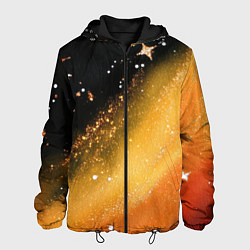 Куртка с капюшоном мужская Черно-оранжевая блестящая текстура, цвет: 3D-черный