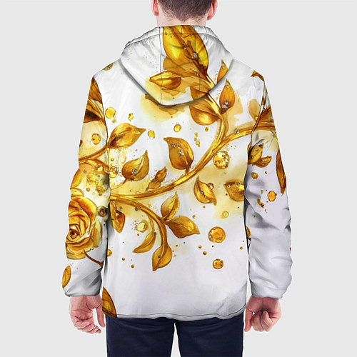 Мужская куртка Золотые листья на белом / 3D-Черный – фото 4