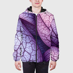 Куртка с капюшоном мужская Прожилки экзотического растения, цвет: 3D-черный — фото 2