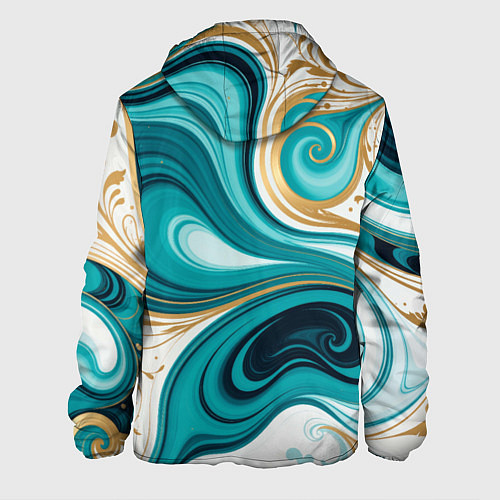 Мужская куртка Бирюза и золото / 3D-Белый – фото 2
