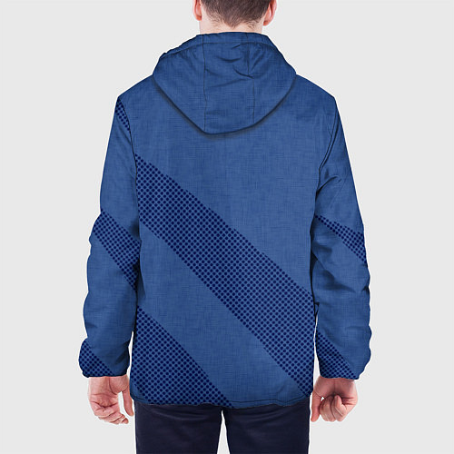 Мужская куртка Синий текстурный с полосой / 3D-Черный – фото 4