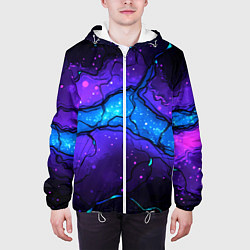 Куртка с капюшоном мужская Синяя звездная полоса в плите текстура, цвет: 3D-белый — фото 2