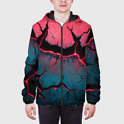 Куртка с капюшоном мужская Объемные разломы текстура, цвет: 3D-черный — фото 2