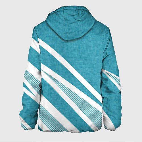 Мужская куртка Бело-голубой абстракция с полосами / 3D-Белый – фото 2
