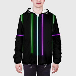 Куртка с капюшоном мужская Neon stripes, цвет: 3D-белый — фото 2